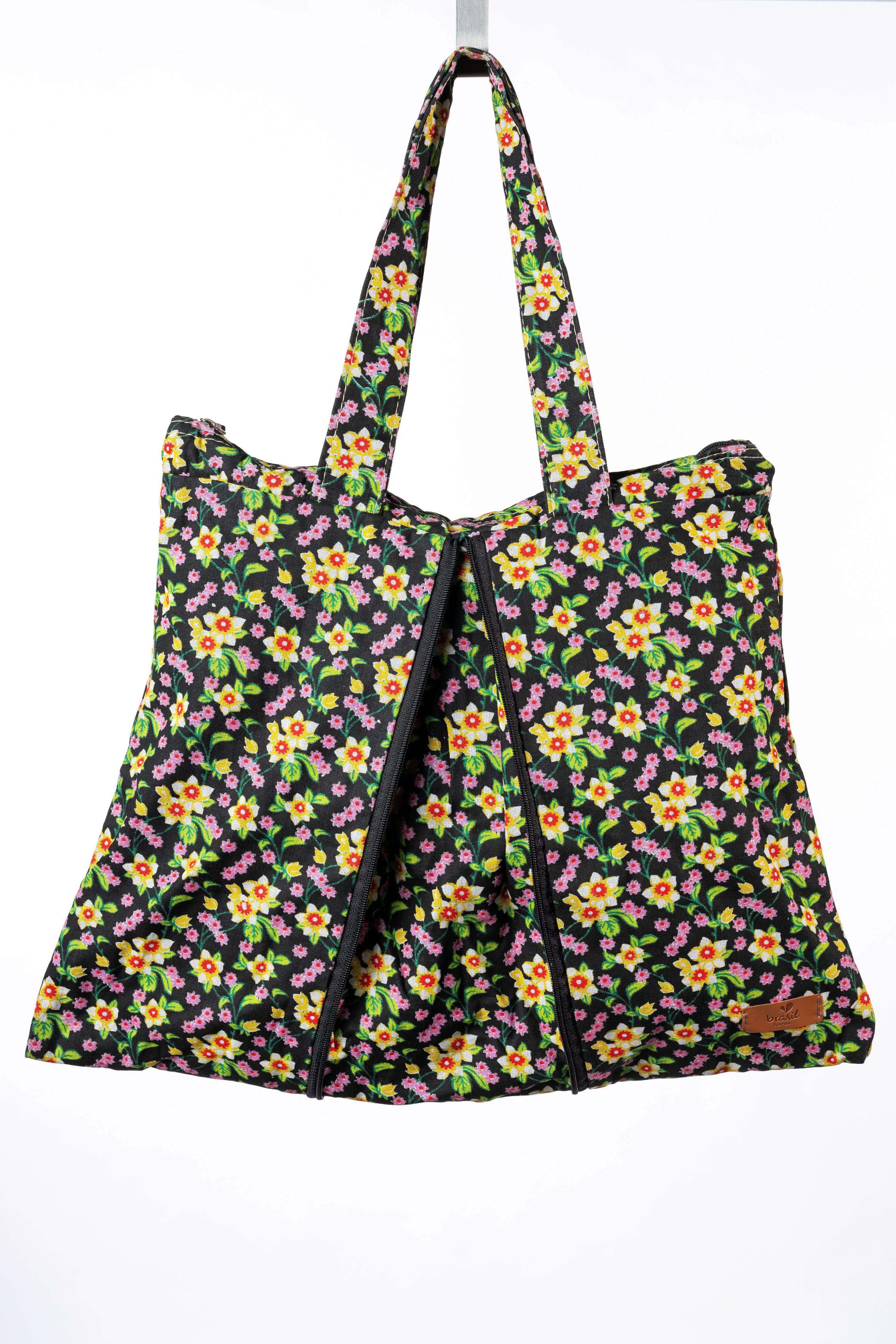 City Shopping Handtasche - Flores (Blumen), Flex-Familienunternehmen-Brasilheroe-