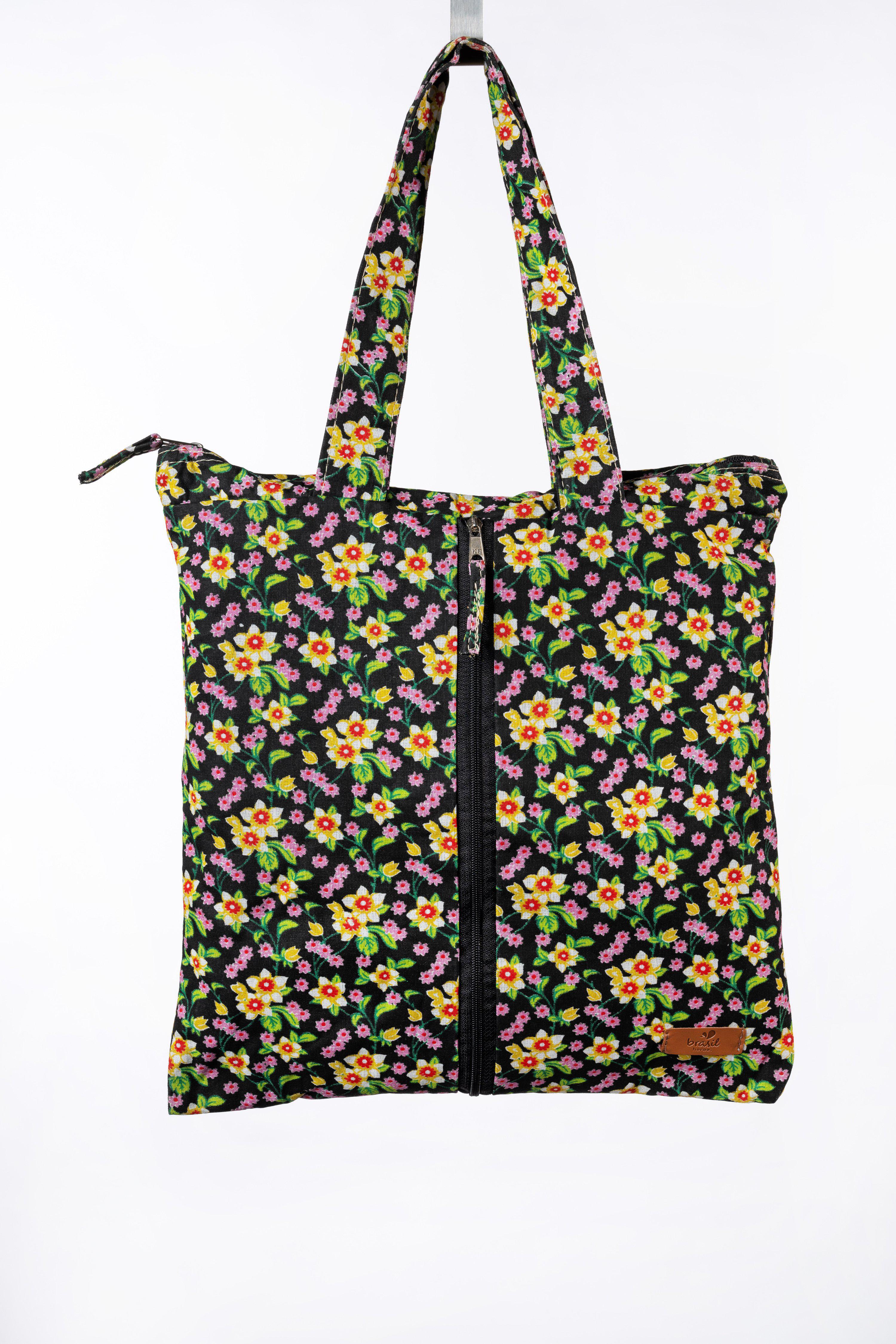 City Shopping Handtasche - Flores (Blumen), Flex-Familienunternehmen-Brasilheroe-