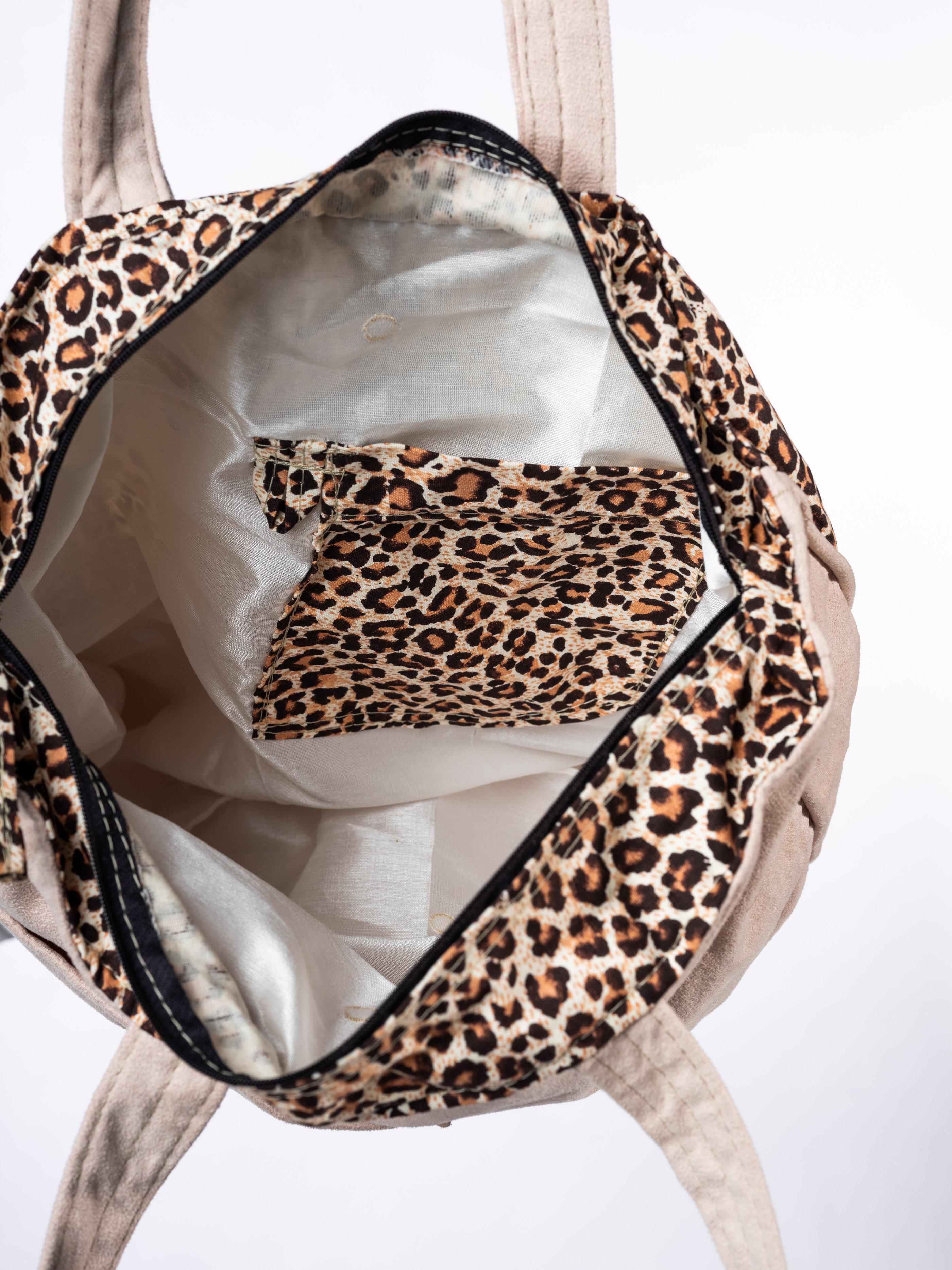 City Shopping Handtasche - Onça pintada , Bege (Leopard, Beige)-Brasilheroe-Brasilheroe