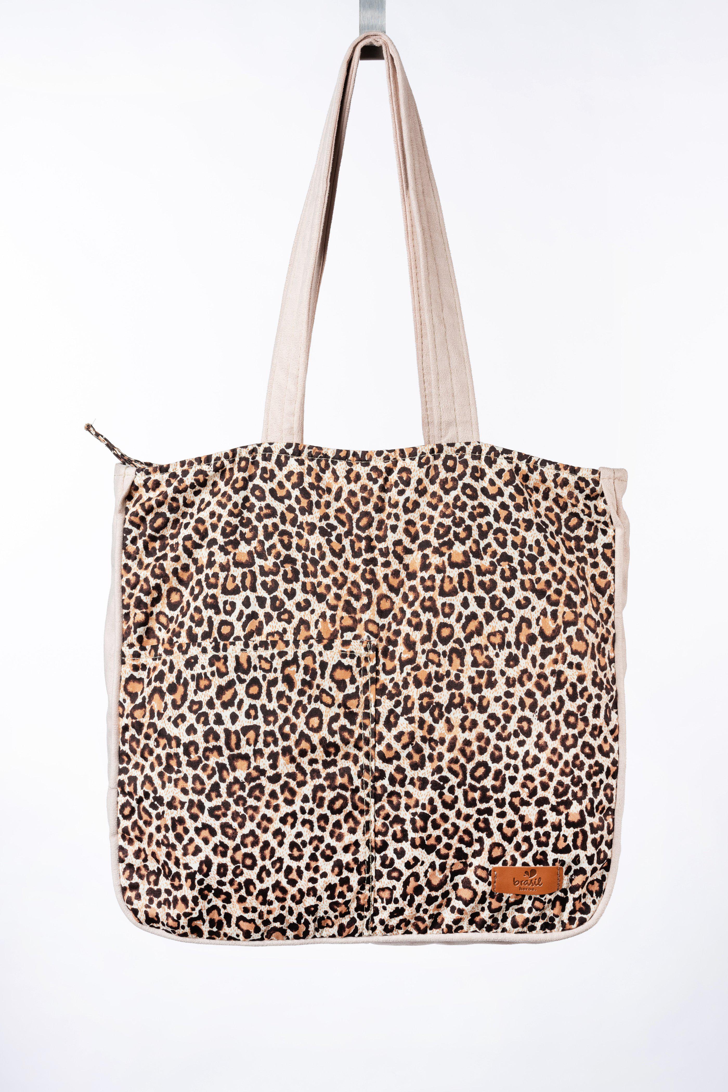 City Shopping Handtasche - Onça pintada , Bege (Leopard, Beige)-Brasilheroe-Brasilheroe