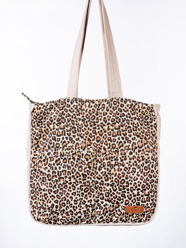 City Shopping Handtasche - Onça pintada , Bege (Leopard, Beige)