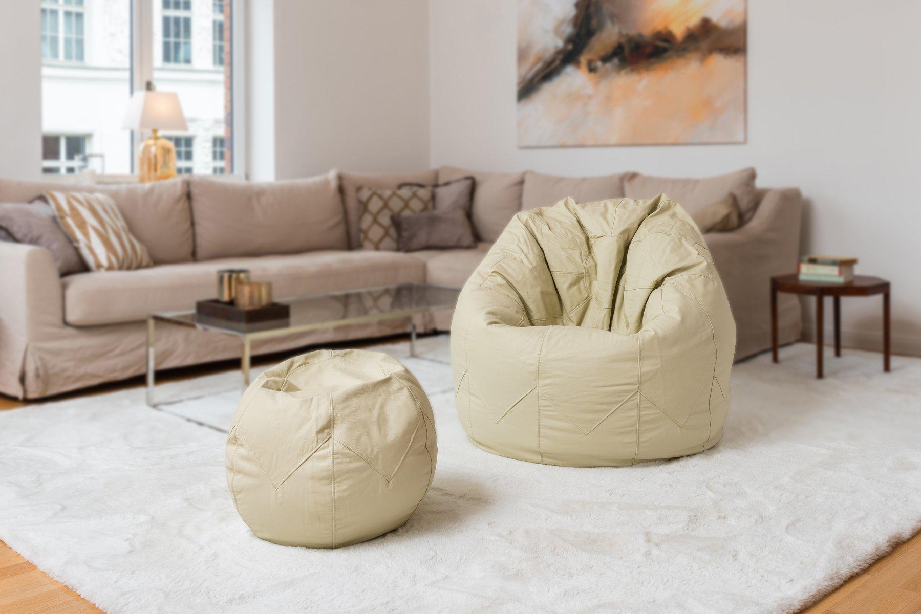 Pouf Leder Classic - Pico da Neblina-Familienunternehmen-Brasilheroe-Gelo-