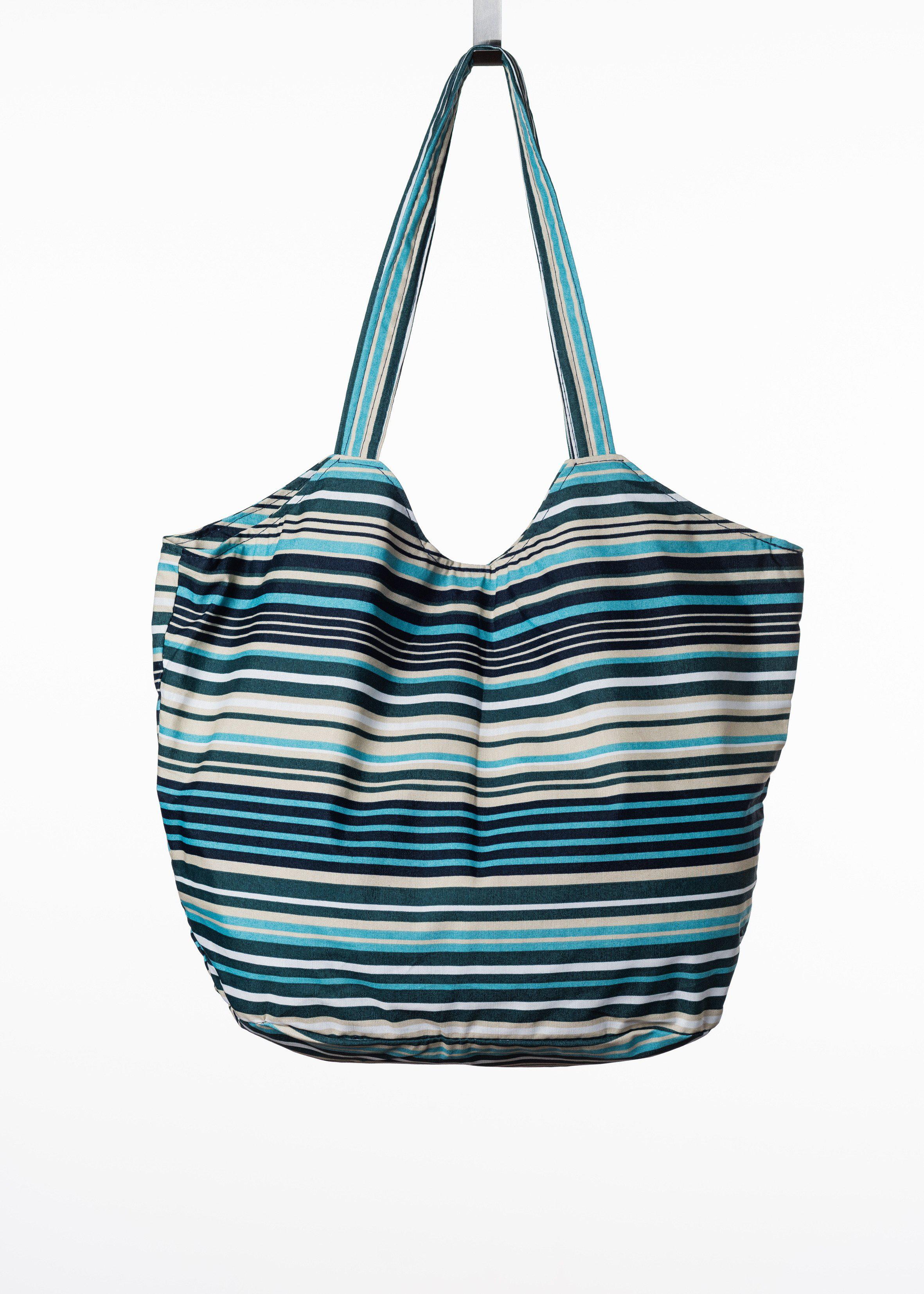 Praia Beach Handtasche, Groß - Ilhabela (blau, gestreift)-Familienunternehmen-Brasilheroe-