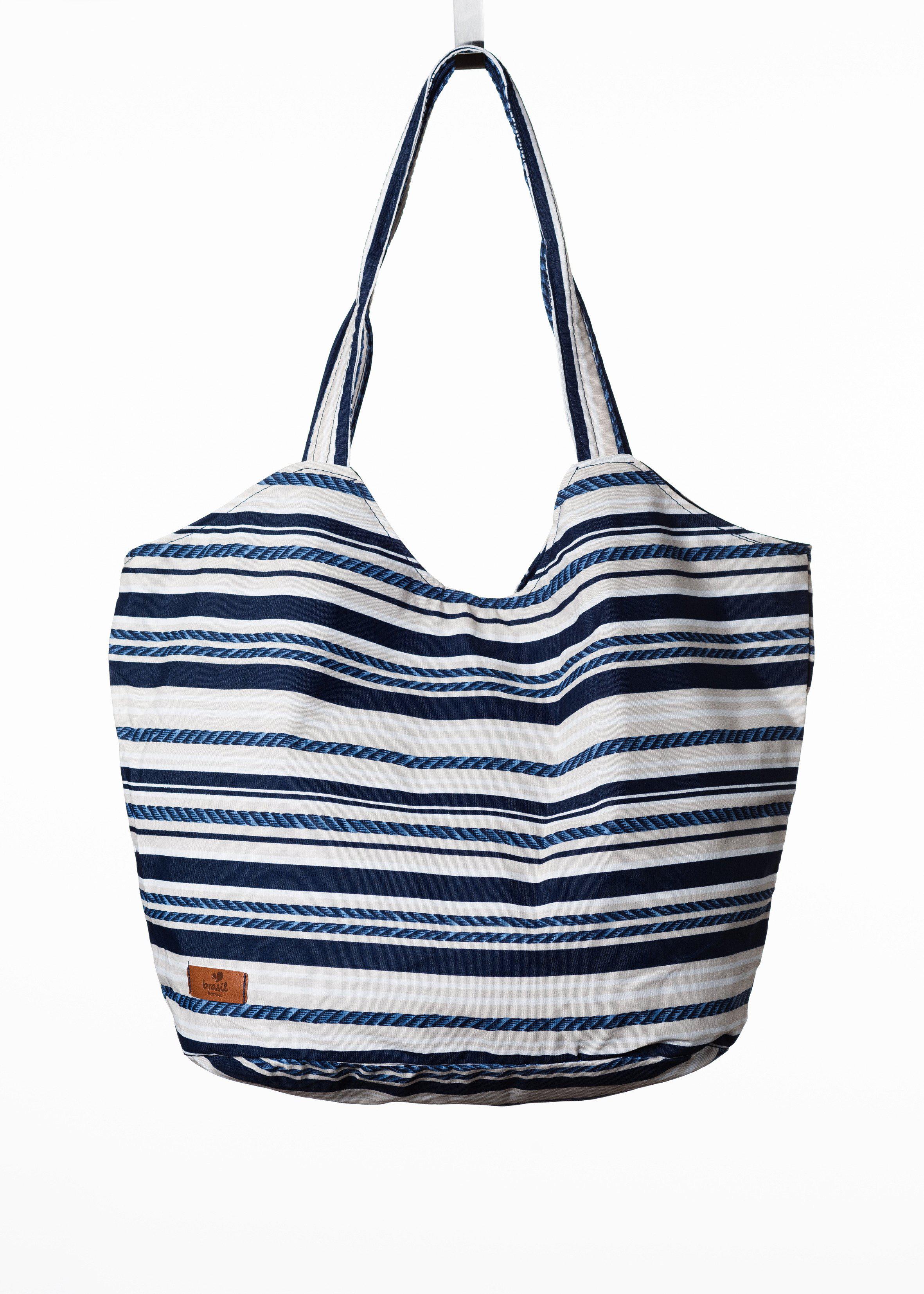 Praia Beach Handtasche, Groß - Marinheiro (Matrose, blau, gestreift)-Familienunternehmen-Brasilheroe-