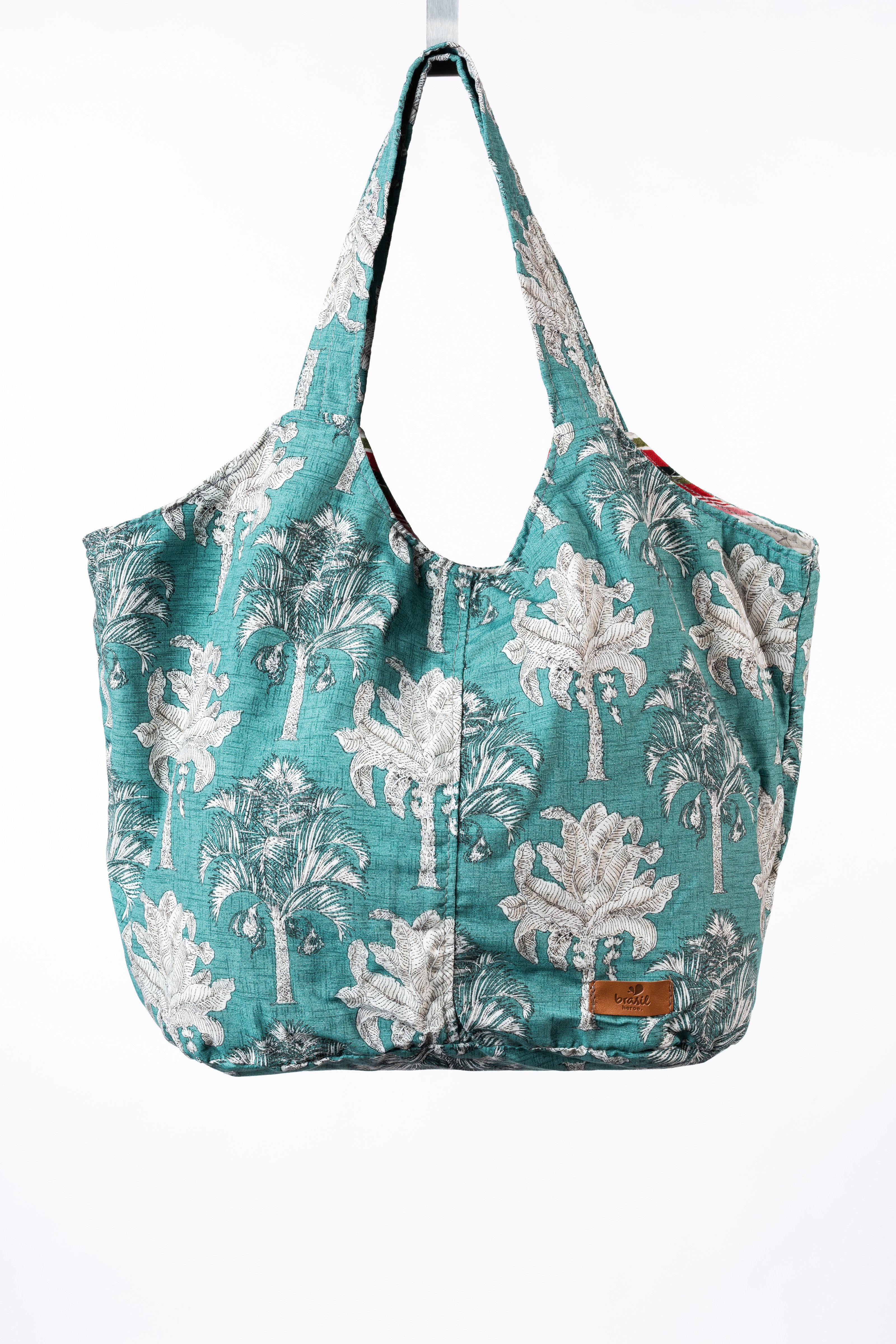 Praia Beach Handtasche, Klein - Azul/Palmeiras (Blau/Palmen)-Familienunternehmen-Brasilheroe-