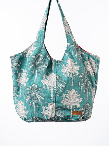 Praia Beach Handtasche, Klein - Azul/Palmeiras (Blau/Palmen)